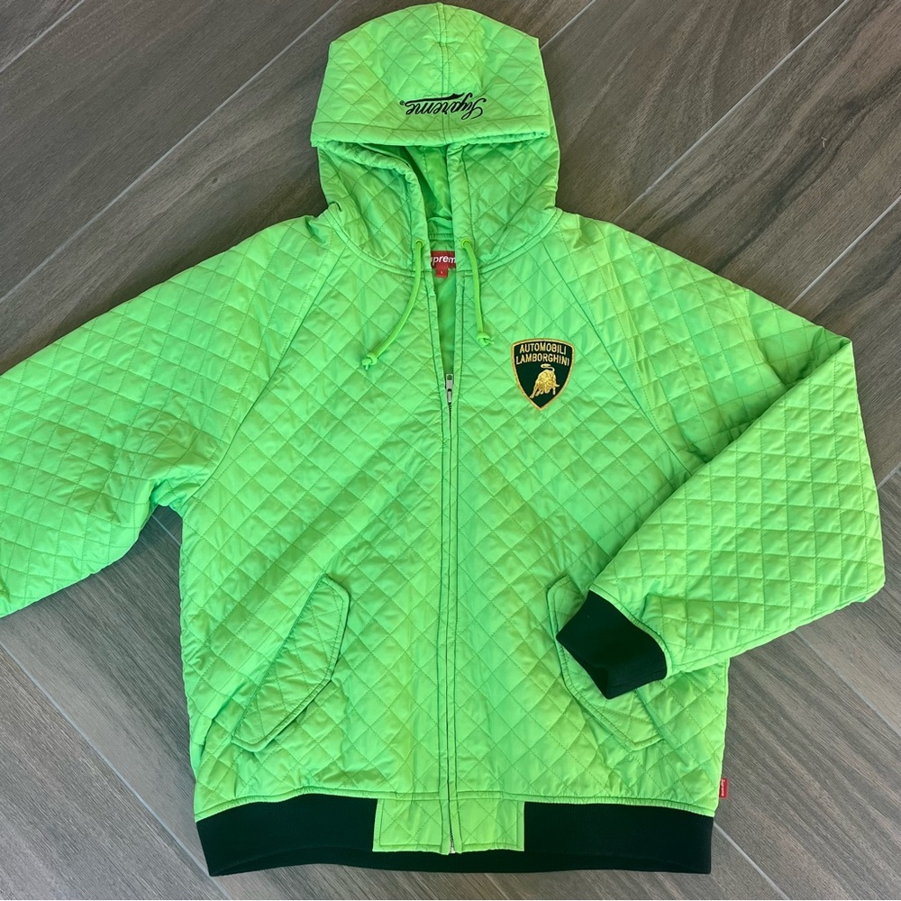 Supreme Lamborghini Green Quilted Jacket